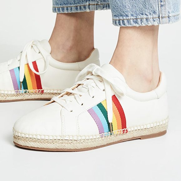 Splendid Shoes - Splendid Real Leather Rainbow Stripe Jute Sneakers
